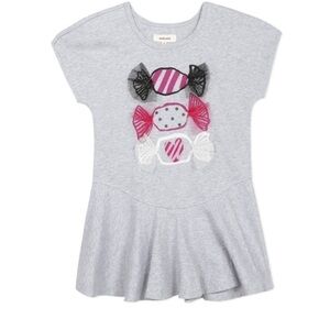 Catimini Girl's Size 2 Candy Print Dress Gray Short Sleeves